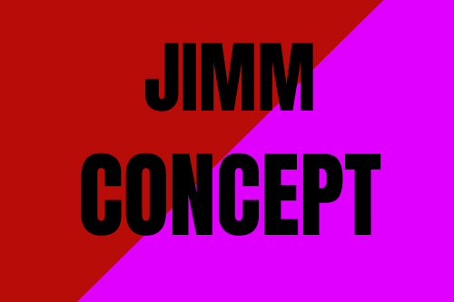 Fondo granate y magenta sobre el que se superpone el nombre de la marca: JIMM CONCEPT